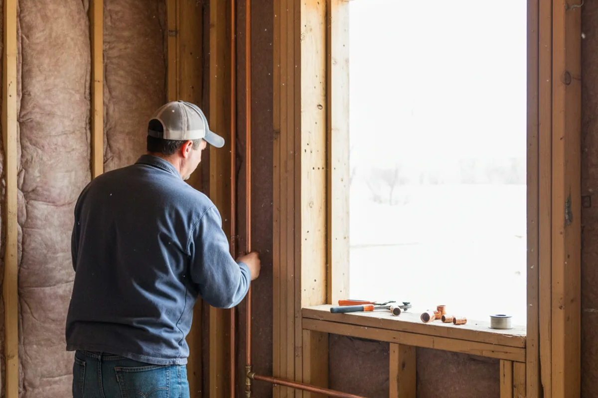 Licensed plumber running new copper supply lines in a Albuquerque home